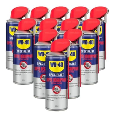 WD-40 Specialist • Super Dégrippant • Spray Double Position • Efficacité Immédiate • Dégrippe rapidement et facilement • Résistant à l'Eau • Compatible Tous Métaux • 400 ML • Carton de 12