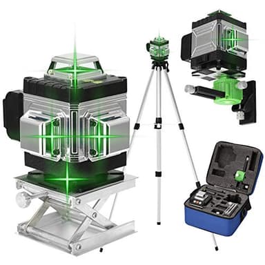 Niveau laser 360°, KKnoon 4D 16 Lignes Niveau Laser 3° Autonivelant avec Batterie, Plate-forme de levage, Trépied et télécommande.