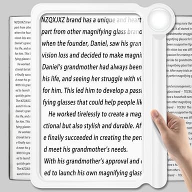 NZQXJXZ 6X Loupe de Lecture,Permet de Voir la Totalité des Pages d'un Livre, Loupe Grossissante Parfaite pour Lire Les Petits Caractères et Les Personnes Malvoyantes