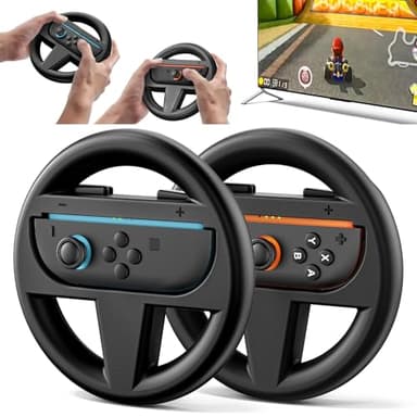 Volants pour Manettes Switch 2, Volant de Course Switch 2 pour Mario Kart World et 8 Deluxe, Accessoires de Jeux de Course NS2 au Design Ergonomique et Faciles à Installer (Noir)