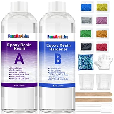 Resine Epoxy Transparente Kit Complet 500ml 1: 1 Ratio Transparent Résine époxy Cristalline Pour Moulage et Revêtement, Dessus de Table, Fabrication de Bijoux et Décoration Artisanale