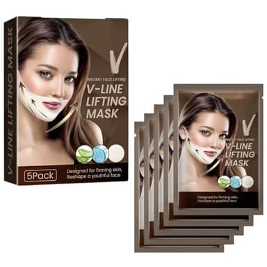 KOADHE Masque Lifting Facial Double Menton Ceinture Visage V-Line,Masque Ligne V,Masque Hydratant pour Lifting Visage Ligne V,Masque Minceur Pour Le Menton,5PC