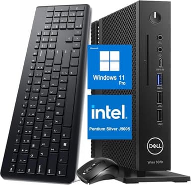 Dell Wyse 5070 Mini Desktop Computer, Micro PC Core Celeron J5005, 8GB RAM, 256GB SSD, QWERTY Keyboard, Windows 11 Pro (Renewed)