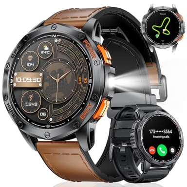LIGE GPS Montre Connectée Homme avec 530mAh Batterie, AMOLED 1,43" Montre Intelligente avec Appel Moniteur de Sommeil de Fréquence Cardiaque,180 Modes Sportifs, 50M Étanche Smartwatch pour Android iOS