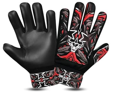 BEAST RAGE Gants de Gardien de But pour garçons,Enfants, Jeunes Gants de Gardien de But de Football, Forte adhérence,Soutien du Poignet (Orange, Taille 4 Convient pour Les Enfants de 6 à 9 Ans)