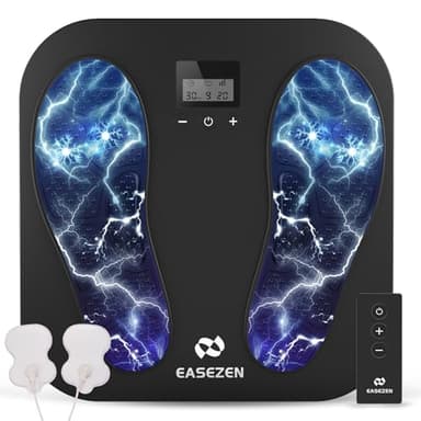 Masseur Pied Électrique, EMS TENS Appareil Massage des Pieds avec 10 Modes et 20 Intensités, Favorisent la Circulation Sanguine et Soulagent la Neuropathie, les Douleurs Musculaires et les Gonflements