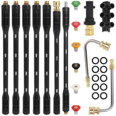 Lot de 10 rallonges de nettoyeur haute pression Compatible Karcher K Series (K2, K3, K4, K5, K6, K7) 4000 PSI Outils de nettoyage de gouttière Connexion rapide 6,35 mm