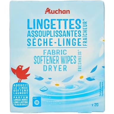 Lingettes assouplissantes fraîcheur pour sèche-linge,20 lingettes