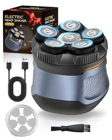 6D Rasoir Tête Chauve Homme Amélioré, Rasoir Électrique Étanche IPX6 Humide & Sec avec Tête Magnétique, Rechargeable Type-C, Tondeuse Sans Fil avec Écran LED pour Crâne, Visage et Coiffage Chauve