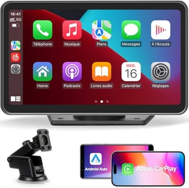 TOUTBIEN CarPlay Voiture, Portable CarPlay & Android Auto sans Fil, Stéréo de Voiture 7 Pouces IPS Écran Tactile avec Navigation en Temps Réel, Assistant Vocal, Bluetooth, FM, Mirror Link