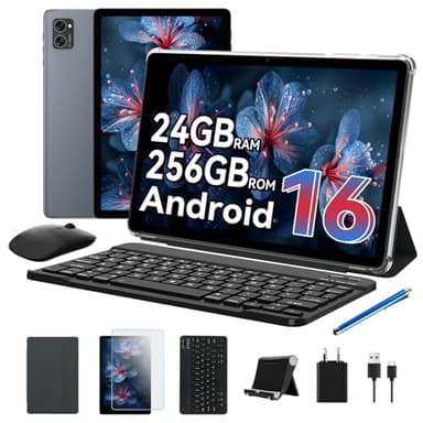TABWEE T20 Android 16 Tablette avec Clavier - 24 Go+ 256 Go(2To TF), Octo-Core, Gemini AI, Widevine L1, Tablette 10 Pouces, 5000 mAh, 8 MP+ 5MP, Face ID, GPS (Garantie de 4 Ans)