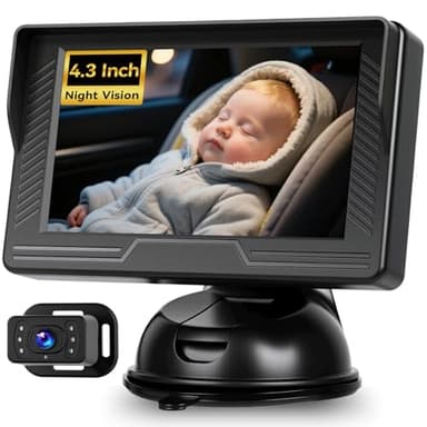 GOHHDL Caméra de Voiture pour bébé, Moniteur rétroviseur pour bébé 5 Pouces avec Fonction de Vision Nocturne IR pour bébés, Enfants, Nourrissons et Nouveaux Parents