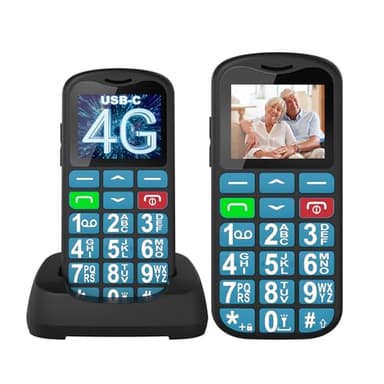 Tosaju Téléphone Portable 4G pour Personnes âgées Gros Bouton Fonction de téléphone Portable Simple Basic Unlock Sim Gratuit Facile à Utiliser LCD Affichage SOS Bouton Batterie 1000 MAH