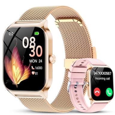 CASCHO Montre Connectée Femme avec Appel Bluetooth,1.85" HD Smartwatch Femme avec Fréquence Cardiaque/Sommeil/SpO2, 120+ Modes Sportifs, IP68 Étanche Fitness Tracker, Montre pour Android iOS Or Rose