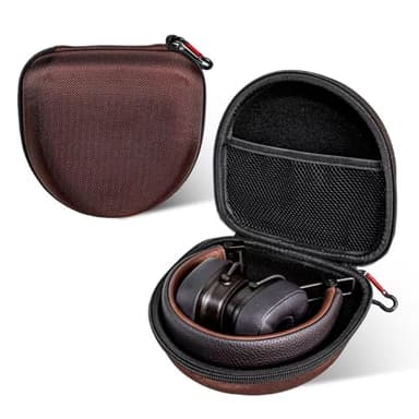 Étui de rangement pour écouteurs Bluetooth compatible avec Marshall Major V/IV/III/II/5/4/3/2 (marron)