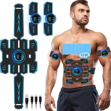 LEMENG Electrostimulateur Musculaire, Femme Homme Entraînement Abdominal pour Abdomen/Bras/Jambes, 8 Modes 19 Niveaux, Ceinture Abdominale Electrostimulation