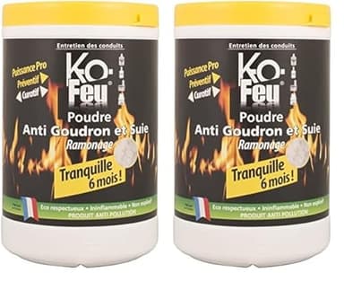 KO Feu - Poudre Anti Goudron et Suie - Ramonage Catalytique - Chimique - Professionnel - 1000 cc (Lot de 2)