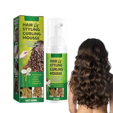 Dyceittdia Mousse coiffante pour boucles, 60ml Mousse coiffante Fluffy Curl, Traitement hydratant mousse coiffante, shampoo