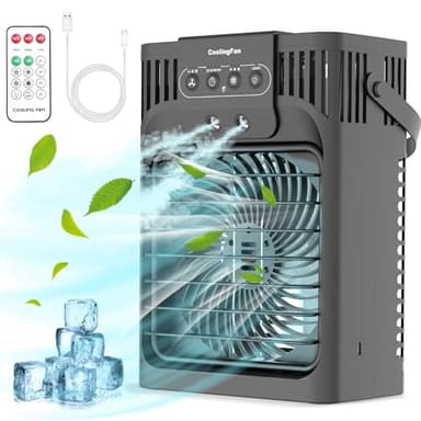 Climatiseur Mobile,MiNi Climatiseur Mobile Silencieux Portable, Refroidisseur D'air 4 en 1, 3 Vitesses, Fonction De Synchronisation,Adapté Au Camping De Bureau De Chambre à Coucher (noir)
