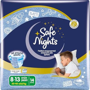 Babylino Safe Nights Boy, Culotte de Nuit Absorbante pour Garçon 8-13 ans (30-48kg), 14 Culottes