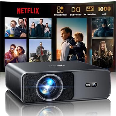 Vidéoprojecteur 4K【1000ANSI/Netflix Officiel/Dolby】 VideoProjecteur Portable AI Auto Focus/Keystone WiFi6 Bluetooth, TOPTRO Projecteur 1080P FHD, Rétroprojecteur 4k Extérieur Zoom 50% Home Cinéma