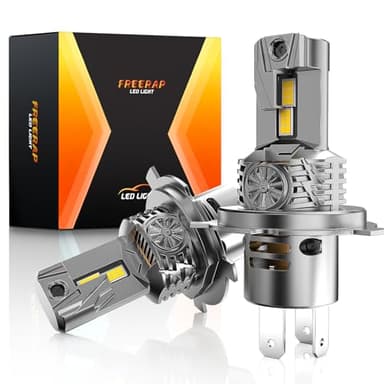 FREERAP Ampoule H4 LED 32000LM, 100W 600% 6500K Lumière Blanche, 1:1 Halogène Mini Taille, 70000+ Heures De Vie, Plug and Play Installation Facile, 2 Pièces(H4/9003/HB2)