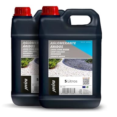 JOVIRA PINTURAS Liant Gravier et Cailloux – 2 x 5 L – Résine extérieure pour le compactage et la fixation des agrégats (graviers, cailloux et pierres) (2x5 Litres, Incolore)
