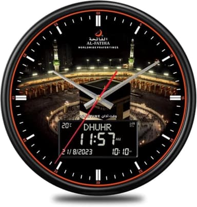 Telawah Horloge Azan LED de prière Musulmane - Horloge Murale numérique Athane pour la Maison/Le Bureau/la mosquée (Noir)