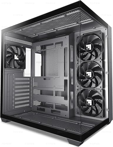 FOIFKIN F300 Boitier PC - 4 préinstallés sans Ventilateur RGB - Boitier PC de Jeu ATX Mid-Tower - Verre panoramique 270° avec Type-C (Noir, F300)