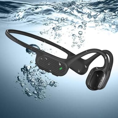 BNARQP Écouteurs de natation Bluetooth 5.3 IP68 étanches avec microphone à conduction osseuse avec lecteur MP3 32 Go pour la course, le cyclisme, la natation