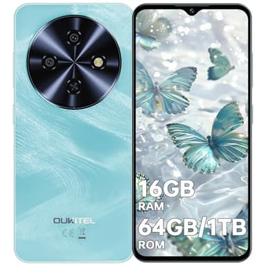 OUKITEL C5 Telephone Portable Débloqué - 16GO RAM +64GO ROM/TF 1TO, Smartphone Pas Cher Écran 6,52"HD/60Hz, Batterie 5000mAh, 13MP+5MP, Téléphone Portable 4G Dual SIM/Prise Casque 3.5mm/GPS/OTG, Bleu