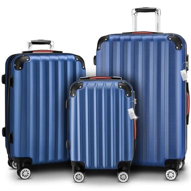 Monzana® Set de 3 Valises Bleu M/L/XL Pèse-Bagages Poignée télescopique Serrure intégrée Bagage Trolley à roulettes Voyage