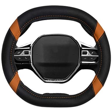 Mayco Bell Housse de Volant de Voiture en Cuir en Microfibre Couvre Volant pour Peugeot 3008 4008 5008 2016-2019 508 208 2019 e-208 (Orange)