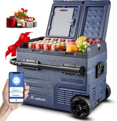 AAOBOSI 45L Glaciere Electrique, Bi-Zonal, Glaciere a Compression Avec APP, Chargement Par USB, Eclairage Par LED, 12/24 V et 100-240 V, -20°C à 20°C, Avec Roues, Pour De Nombreux Modèles De Véhicules