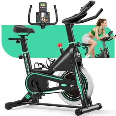 DMASUN Velo d appartement, Vélo d'appartement Silencieux, 0-100% Résistance Réglable, Vélo d'intérieur pour Entraînement Cardio avec Écran LCD, Support pour Tablette, Siège Confortable, Capacité 160kg