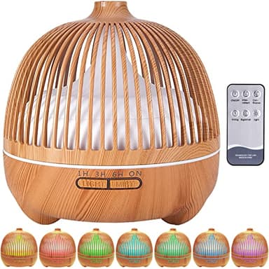VIPNAJI Diffuseur d'Huiles Essentielles, 550ml Humidificateur Ultrasonique Diffuseur Aromathérapie avec 7 Couleurs Lumières LED d'aromathérapie Electrique, Super Silencieux,Maison,Bureau,Chambre,Spa