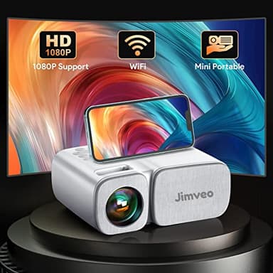 Videoprojecteur, 1080P Mini Projecteur Portable, Jimveo 20000L Full HD WiFi Retroprojecteur, Video Projecteur Home Cinéma pour Smartphone, Compatible avec HDMI/USB/AV