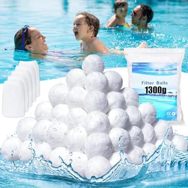 1300g Boule de Coton pour Filtre Piscine Balle Filtrante Balles Filtrantes Robot Bille Filter Balls Pool +5 Filtre Skimmer Peut Remplacer 46kg Sable Filtrant, Convient à Divers Systèmes de Filtration