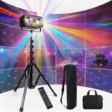 Jeux de lumiere pour soiree 6-en-1 avec trépied et télécommande, Jeux de lumiere dj LED portable pour fêtes, DJ, soirées, scènes et événements à domicile
