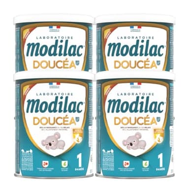 Modilac - Lait Infantile en Poudre Doucéa 1 - Convient en Relais de l'Allaitement Maternel - Fabriqué en France, Sans Huile de Palme - 1er Age, De 0 à 6 Mois - Lot de 4x400g