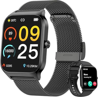 KALINCO Montre Connectée Homme Femme, 1.85” AI Smartwatch avec Appel Bluetooth, Pression Artérielle, Stress, Podometre, Sommeil, Cardiofrequencemetre, 100+ Sport Bracelet, Cadeaux pour Android iOS