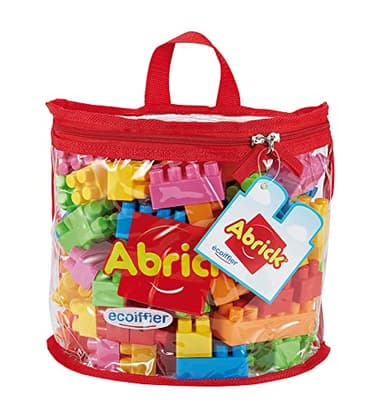 Jouets Ecoiffier - 846 - Sac demi-lune et ses briques à empiler Abrick – Jeu de construction pour enfants – 100 pièces – Dès 18 mois – Fabriqué en France
