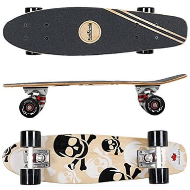 FunTomia Planche à roulettes Skateboard Mini Board Retro Cruiser - Haute qualité Planche Érable Canadien 7-ply, avec Roues et ABEC-11 roulements (2060 NN)