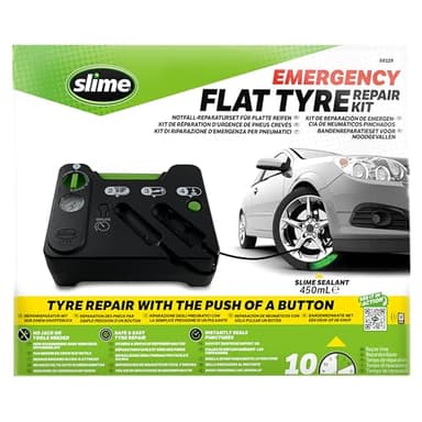 Slime 50129, Réparation de Crevaison, Kit d’Urgence, Comprend Le Produit Anti-crevaison et la Pompe, Convient pour Les Voitures et Autres Véhicules Routiers, Réparation en 10 Min
