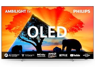 Philips Ambilight 55OLED759 Smart TV OLED 4K - Écran 55 Pouces, Plate-Forme P5 AI Perfect Picture Ultra HD, Titan OS, Dolby Vision et Son Dolby Atmos, Fonctionne avec Alexa et Google Assistant