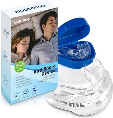 Anti Ronflement Efficace Puissant AIOUTGOGO Orthese Anti Ronflement Mandibulaire- Prêt à l'emploi, Apnée Du Sommeil Appareil-Confort Sommeil, Gouttiere Dentaire Bruxisme, Dispositifs Anti-Ronflement