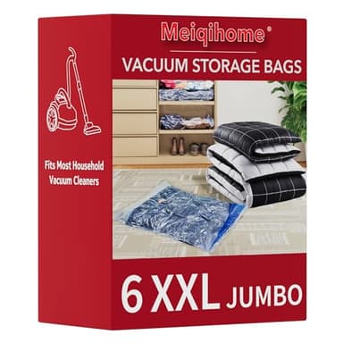 MEIQIHOME Lot de 6 Sacs Sous Vide XXL (Ultra Épais 7μm) – Pour Matelas, Vêtements et Linge, Idéal pour Déménagement et Stockage