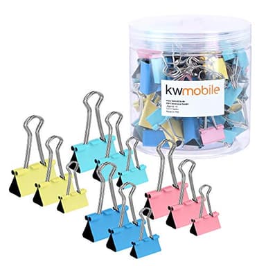 kwmobile Pince double clip - Lot 60x pince en métal avec double clip pour papiers feuilles documents listes notes photos - Fourniture de bureau