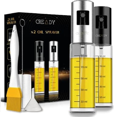 CREADY Lot de 2 bouteilles d'huile de cuisine 100 ml Distributeur d'huile pour friteuse à air
