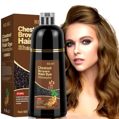 Shampoing Colorant Marron Brun Hair Dye Shampoo 3 en 1,Shampooing Instantané pour Cheveux,Shampooing Colorant Cheveux Blancs,Color Shampoo pour Hommes et Femmes 500ml（Marron Brun）